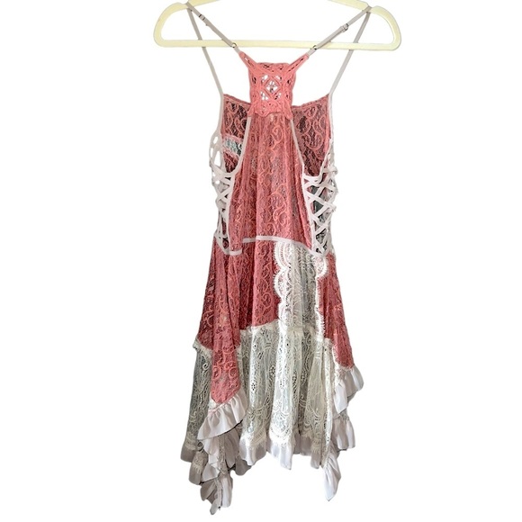 Gimmicks by BKE Rose Pink & Taupe Lace Spaghetti Straps Dress Tunic Women’s XS - Picture 2 of 12